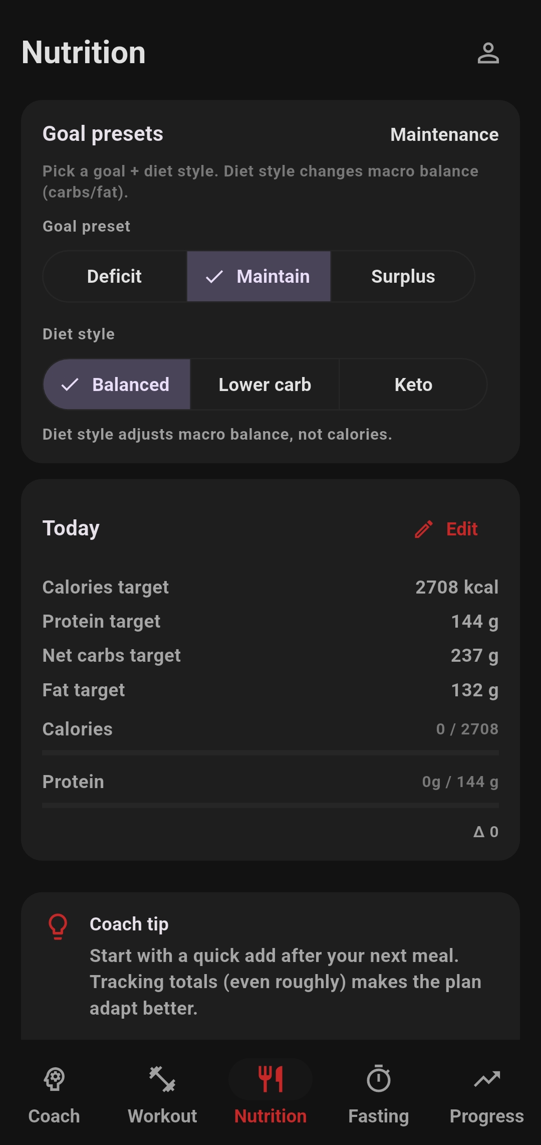 Nutrition screen